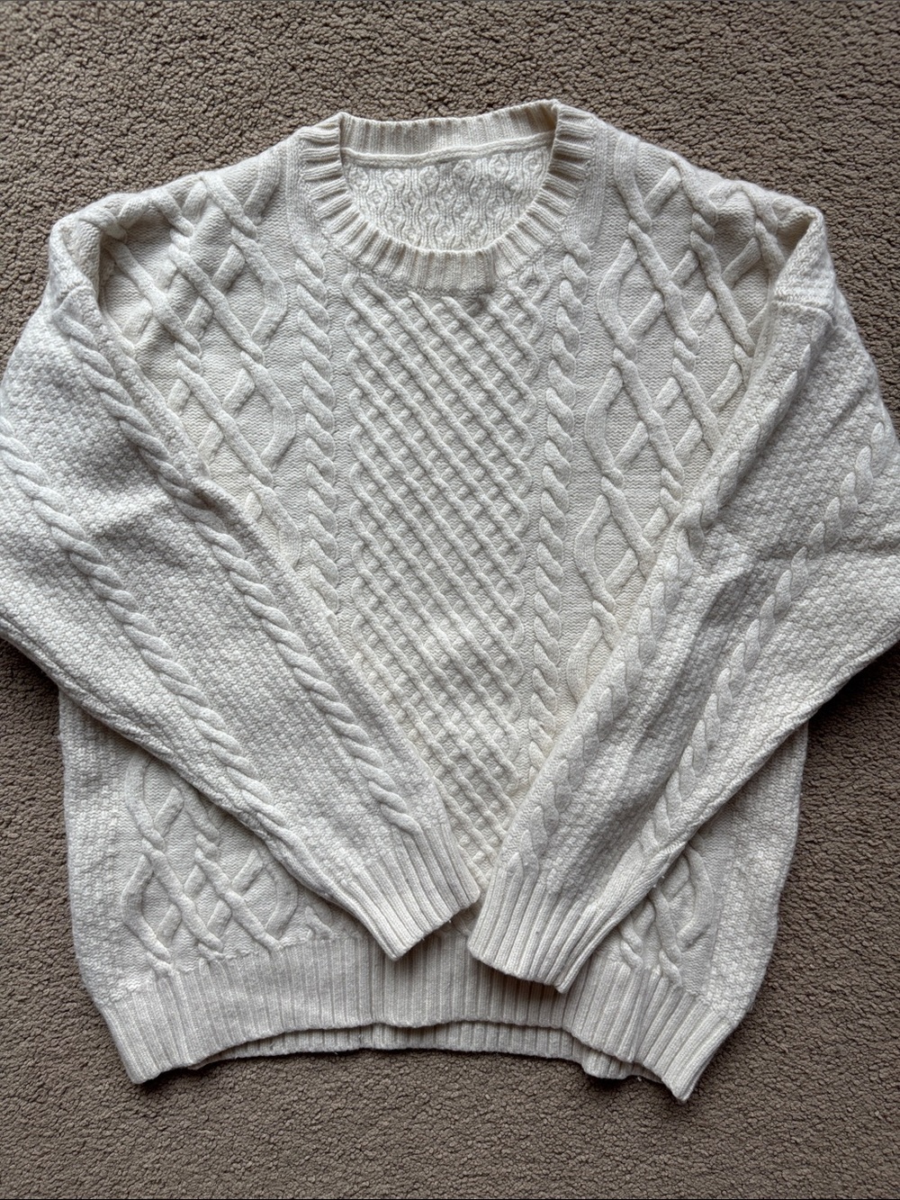 Aritzia Sunday Best Women’s White Cabled Sweater Merino Wool XS-S